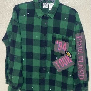 Green and Black Plaid Pink Floyd Shirt